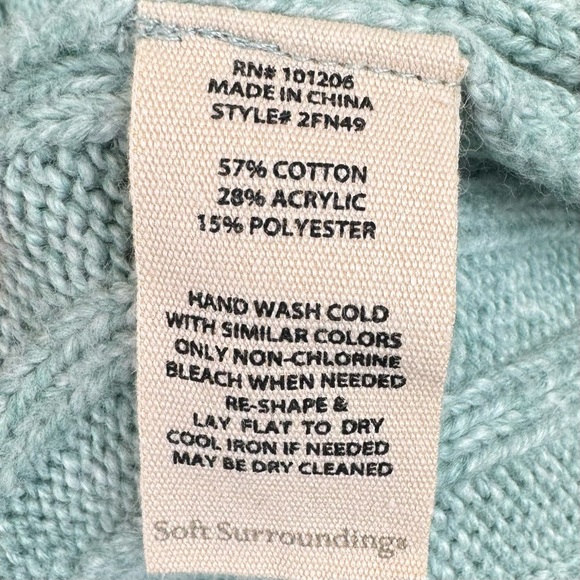 Soft Surroundings Knit Side Button Light Green Cowl Neck Women’s Sweater SZ M - Picture 3 of 6